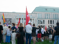 Thousands of people take part in a demonstration against an AF politician event for community dialogue at Essen Philharmonic Hall in Essen,...