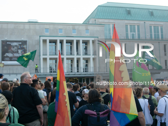 Thousands of people take part in a demonstration against an AF politician event for community dialogue at Essen Philharmonic Hall in Essen,...