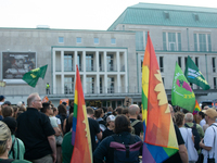 Thousands of people take part in a demonstration against an AF politician event for community dialogue at Essen Philharmonic Hall in Essen,...