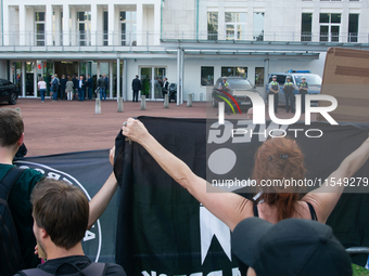 Thousands of people take part in a demonstration against an AF politician event for community dialogue at Essen Philharmonic Hall in Essen,...