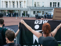 Thousands of people take part in a demonstration against an AF politician event for community dialogue at Essen Philharmonic Hall in Essen,...