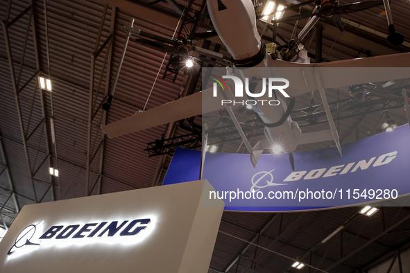 Boeing logo is seen during the 32nd International Defence Industry Exhibition - MSPO i Targi Kielce in central Poland on September 5, 2024....