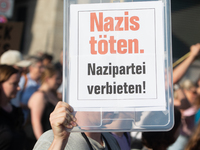 Thousands of people take part in a demonstration against an AF politician event for community dialogue at Essen Philharmonic Hall in Essen,...