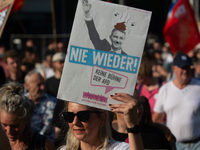 Thousands of people take part in a demonstration against an AF politician event for community dialogue at Essen Philharmonic Hall in Essen,...