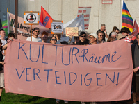 Thousands of people take part in a demonstration against an AF politician event for community dialogue at Essen Philharmonic Hall in Essen,...