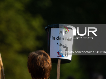 Thousands of people take part in a demonstration against an AF politician event for community dialogue at Essen Philharmonic Hall in Essen,...