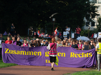 Thousands of people take part in a demonstration against an AF politician event for community dialogue at Essen Philharmonic Hall in Essen,...