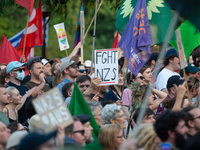 Thousands of people take part in a demonstration against an AF politician event for community dialogue at Essen Philharmonic Hall in Essen,...