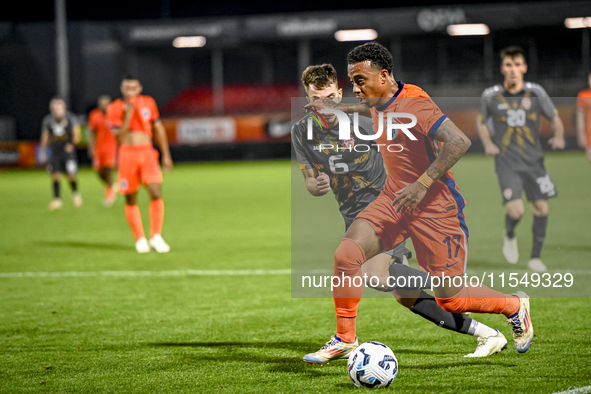 North Macedonia player Stefan Despotovski and Netherlands player Myron van Brederode during the match between the Netherlands and North Mace...