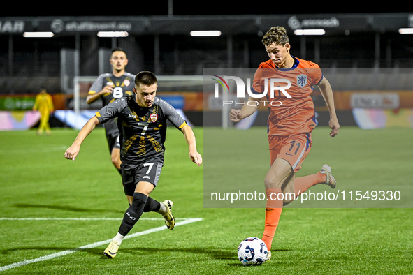 North Macedonia player Behar Feta and Netherlands player Ruben van Bommel during the match between Netherlands and North Macedonia at the Ya...