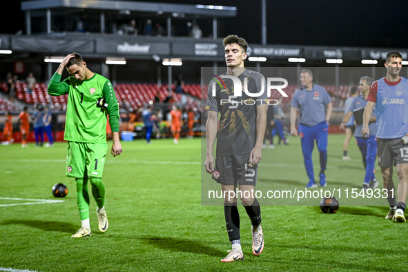 North Macedonia goalkeeper Marko Alchevski and North Macedonia player Reshat Ramadani during the match between the Netherlands and North Mac...