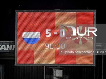 The final score during the match between the Netherlands and North Macedonia at the Yanmar Stadium for the Qualification EK 2025 Group C mat...