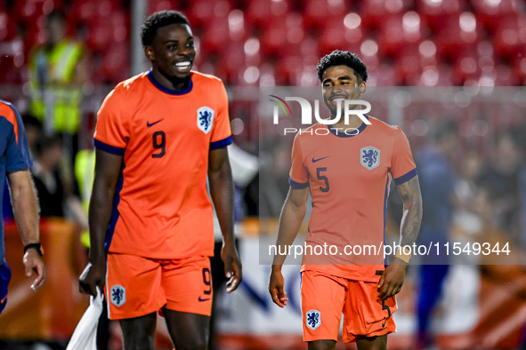 Netherlands player Noah Ohio and Netherlands player Ian Maatsen during the match between the Netherlands and North Macedonia at the Yanmar S...