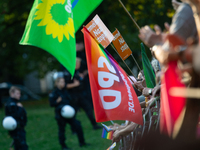 Thousands of people take part in a demonstration against an AF politician event for community dialogue at Essen Philharmonic Hall in Essen,...