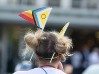 Thousands of people take part in a demonstration against an AF politician event for community dialogue at Essen Philharmonic Hall in Essen,...