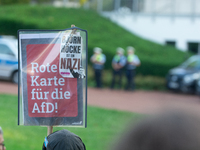 Thousands of people take part in a demonstration against an AF politician event for community dialogue at Essen Philharmonic Hall in Essen,...