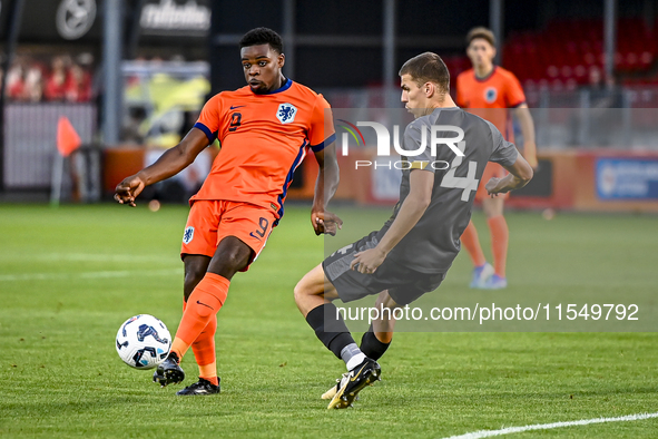 Netherlands player Noah Ohio and North Macedonia player Andrej Stojchevski during the match between the Netherlands and North Macedonia at t...