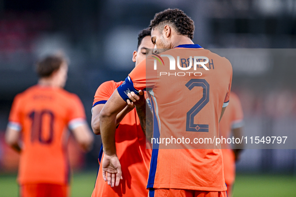 Netherlands player Million Manhoef and Netherlands player Devyne Rensch during the match between the Netherlands and North Macedonia at the...