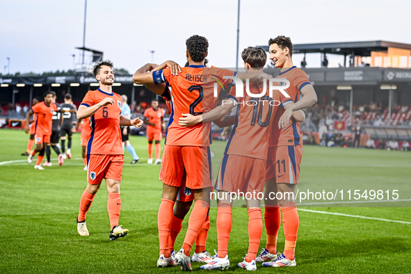 Netherlands players Dirk Proper, Devyne Rensch, Youri Regeer, and Ruben van Bommel during the match between the Netherlands and North Macedo...