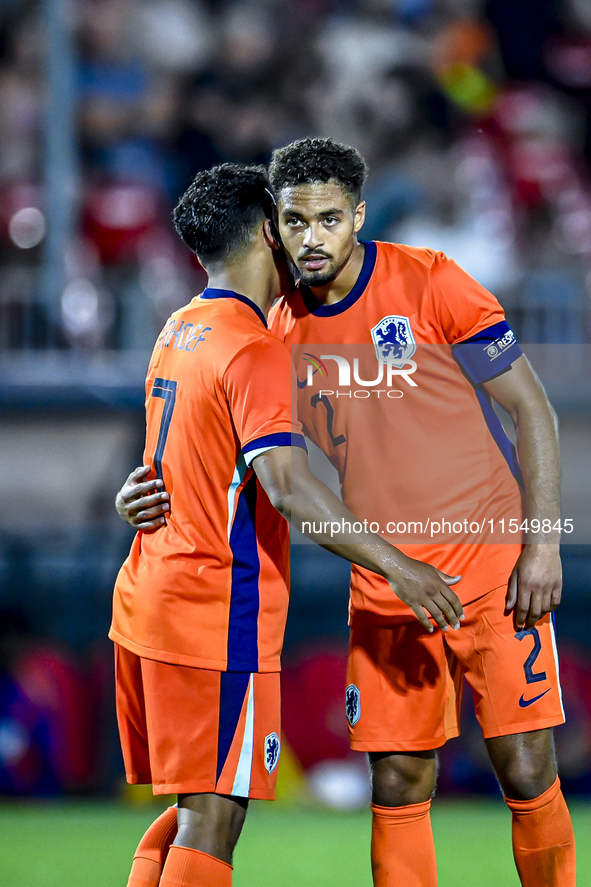 Netherlands player Million Manhoef and Netherlands player Devyne Rensch during the match between the Netherlands and North Macedonia at the...