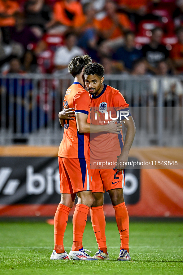 Netherlands player Youri Regeer and Netherlands player Devyne Rensch during the match between the Netherlands and North Macedonia at the Yan...