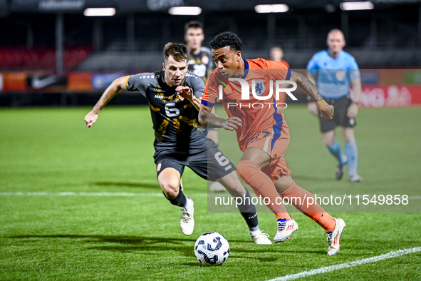 North Macedonia player Stefan Despotovski and Netherlands player Myron van Brederode during the match between Netherlands and North Macedoni...