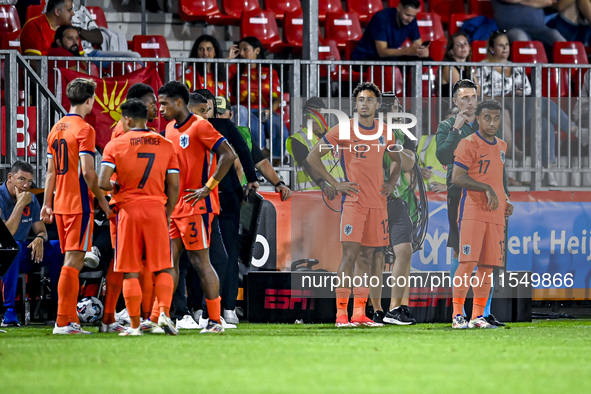 Netherlands player Tyrese Asante and Netherlands player Myron van Brederode during the match between the Netherlands and North Macedonia at...