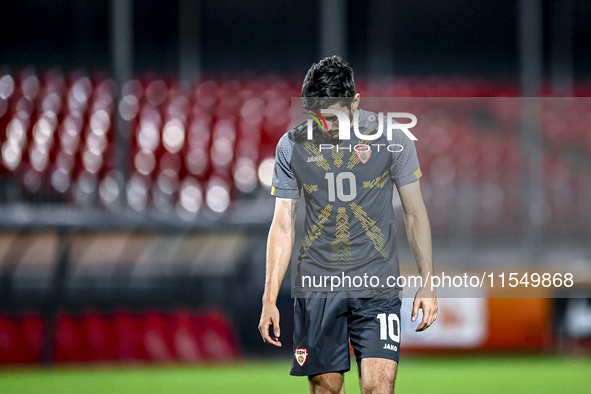 North Macedonia player Filip Trpchevski during the match between the Netherlands and North Macedonia at the Yanmar Stadium for the Qualifica...