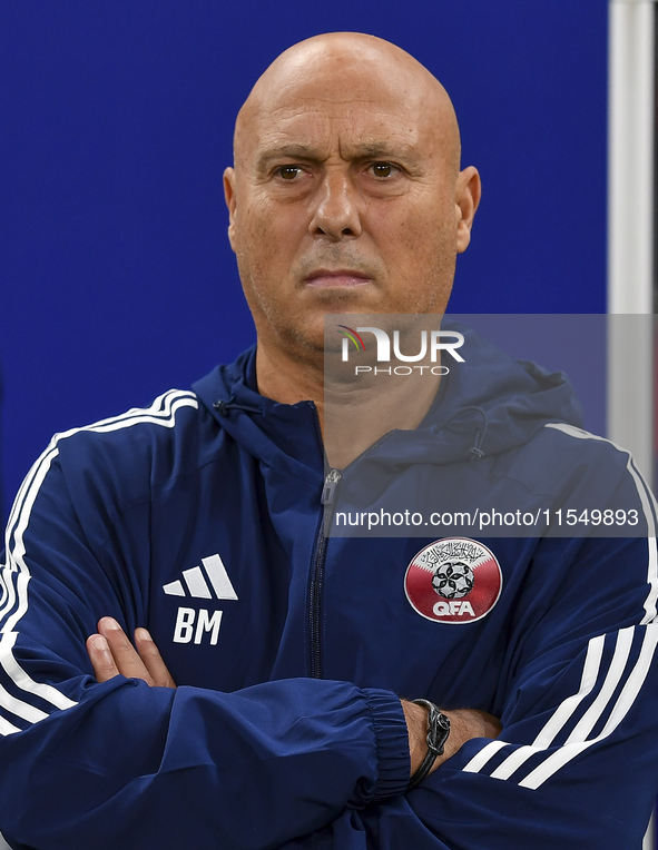 Head coach of Qatar Marquez Lopez looks on prior to the qualification 3rd round for the FIFA World Cup 2026 group A match between Qatar and...