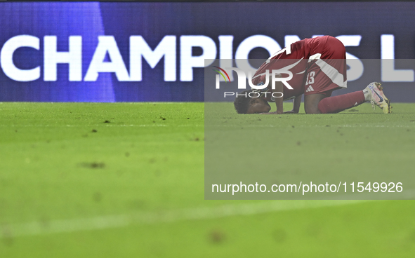 Ibrahim Mohammadali of Qatar celebrates after scoring during the qualification 3rd round for the FIFA World Cup 2026 group A match between Q...