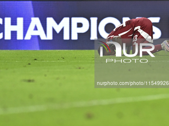 Ibrahim Mohammadali of Qatar celebrates after scoring during the qualification 3rd round for the FIFA World Cup 2026 group A match between Q...