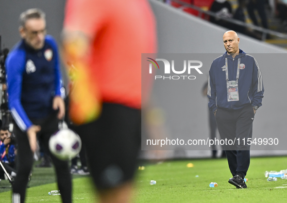 Qatar team head coach Marquez Lopez reacts during the qualification 3rd round for the FIFA World Cup 2026 group A match between Qatar and Un...