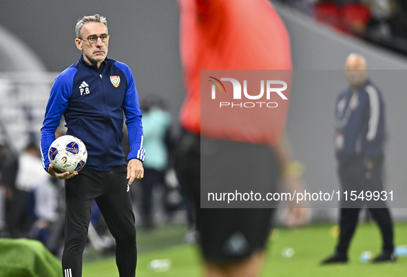 United Arab Emirates head coach Paulo Bento reacts during the qualification 3rd round for the FIFA World Cup 2026 group A match between Qata...