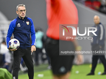 United Arab Emirates head coach Paulo Bento reacts during the qualification 3rd round for the FIFA World Cup 2026 group A match between Qata...