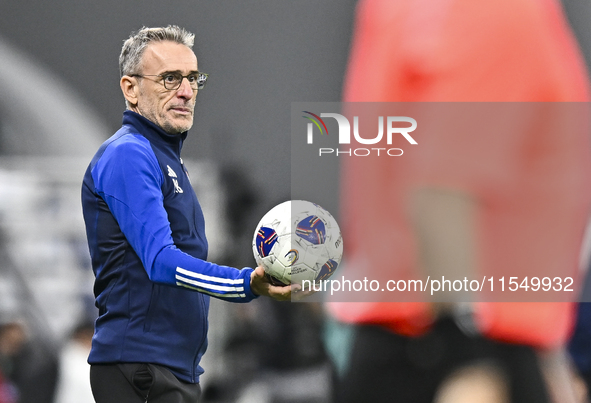 United Arab Emirates head coach Paulo Bento reacts during the qualification 3rd round for the FIFA World Cup 2026 group A match between Qata...