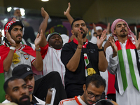 United Arab Emirates team supporters cheer for their team during the qualification 3rd round for the FIFA World Cup 2026 group A match betwe...