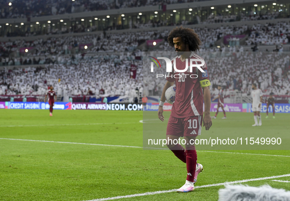 Akram Afif of Qatar during the qualification 3rd round for the FIFA World Cup 2026 group A match between Qatar and United Arab Emirates at A...