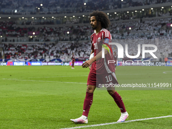 Akram Afif of Qatar during the qualification 3rd round for the FIFA World Cup 2026 group A match between Qatar and United Arab Emirates at A...