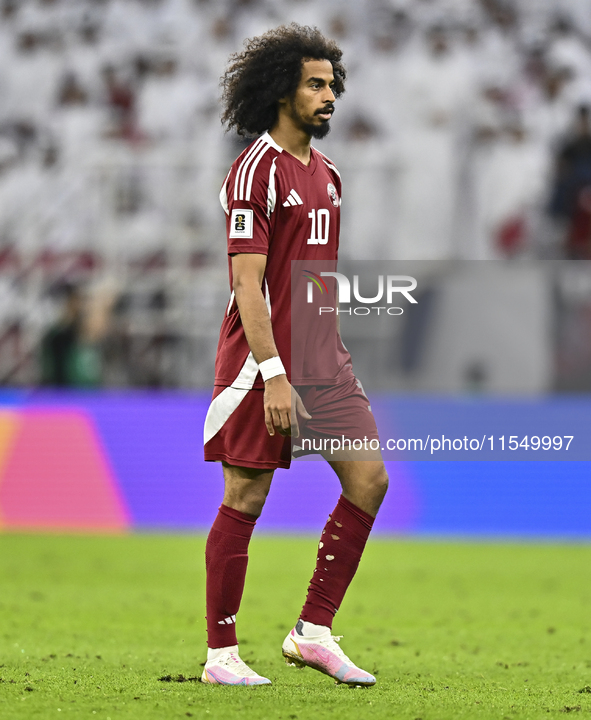 Akram Afif of Qatar during the qualification 3rd round for the FIFA World Cup 2026 group A match between Qatar and United Arab Emirates at A...