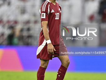 Akram Afif of Qatar during the qualification 3rd round for the FIFA World Cup 2026 group A match between Qatar and United Arab Emirates at A...