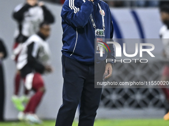 Head coach of Qatar, Marquez Lopez, reacts during the qualification 3rd round for the FIFA World Cup 2026 group A match between Qatar and Un...