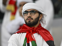 A fan of the United Arab Emirates cheers during the qualification 3rd round for the FIFA World Cup 2026 Group A match between Qatar and the...