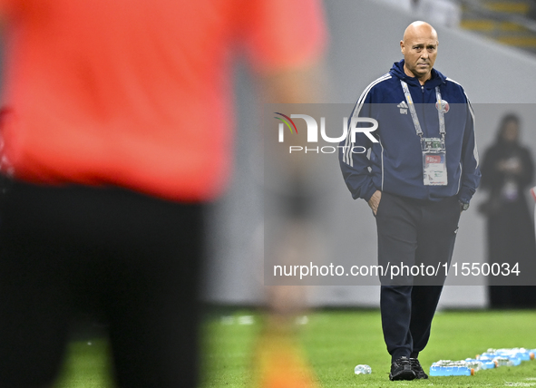 Head coach of Qatar, Marquez Lopez, reacts during the qualification 3rd round for the FIFA World Cup 2026 group A match between Qatar and Un...