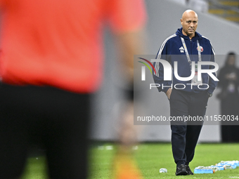 Head coach of Qatar, Marquez Lopez, reacts during the qualification 3rd round for the FIFA World Cup 2026 group A match between Qatar and Un...