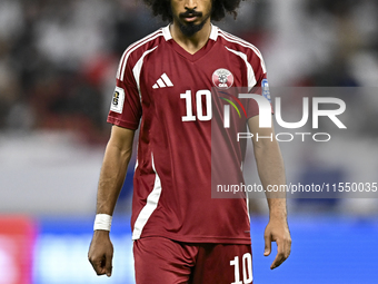 Akram Afif of Qatar during the qualification 3rd round for the FIFA World Cup 2026 group A match between Qatar and United Arab Emirates at A...