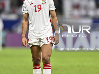 Khaled Aldhanhani of the United Arab Emirates participates in the qualification 3rd round for the FIFA World Cup 2026 group A match between...