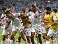 Khaled Aldhanhani (#19) of the United Arab Emirates celebrates after scoring a goal during the qualification 3rd round for the FIFA World Cu...