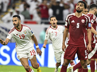 Khaled Aldhanhani (#19) of the United Arab Emirates celebrates after scoring a goal during the qualification 3rd round for the FIFA World Cu...