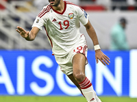 Khaled Aldhanhani (#19) of the United Arab Emirates celebrates after scoring a goal during the qualification 3rd round for the FIFA World Cu...