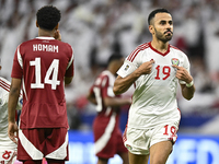 Khaled Aldhanhani (#19) of the United Arab Emirates celebrates after scoring a goal during the qualification 3rd round for the FIFA World Cu...